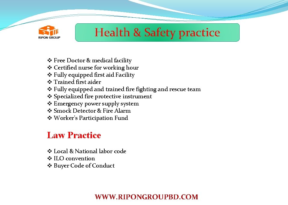 Health & Safety practice v Free Doctor & medical facility v Certified nurse for