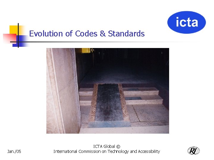 Evolution of Codes & Standards Jan. /05 ICTA Global © International Commission on Technology
