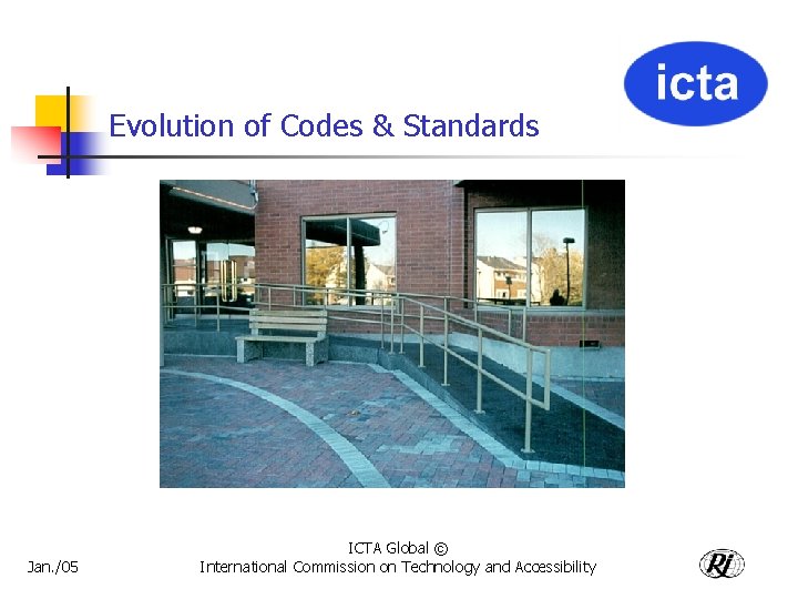 Evolution of Codes & Standards Jan. /05 ICTA Global © International Commission on Technology