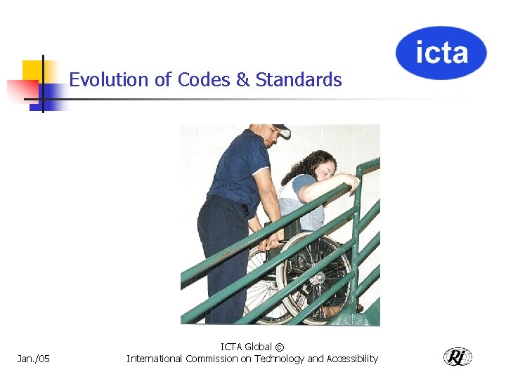 Evolution of Codes & Standards Jan. /05 ICTA Global © International Commission on Technology