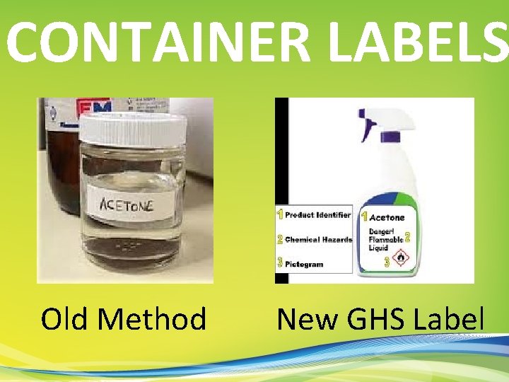 CONTAINER LABELS Old Method New GHS Label 