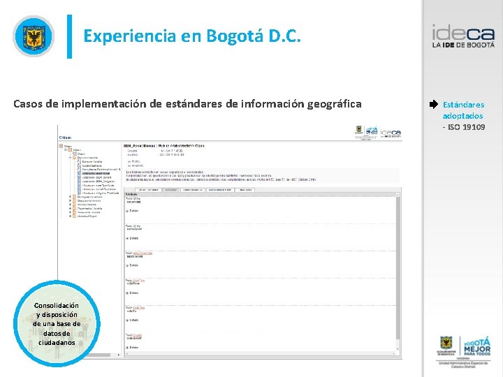Experiencia en Bogotá D. C. Casos de implementación de estándares de información geográfica Consolidación
