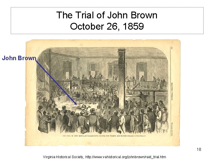 The Trial of John Brown October 26, 1859 John Brown 18 Virginia Historical Society,