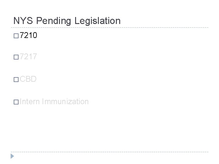 NYS Pending Legislation � 7210 � 7217 � CBD � Intern Immunization 