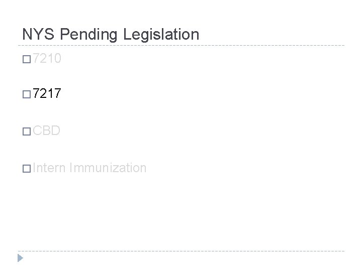 NYS Pending Legislation � 7210 � 7217 � CBD � Intern Immunization 