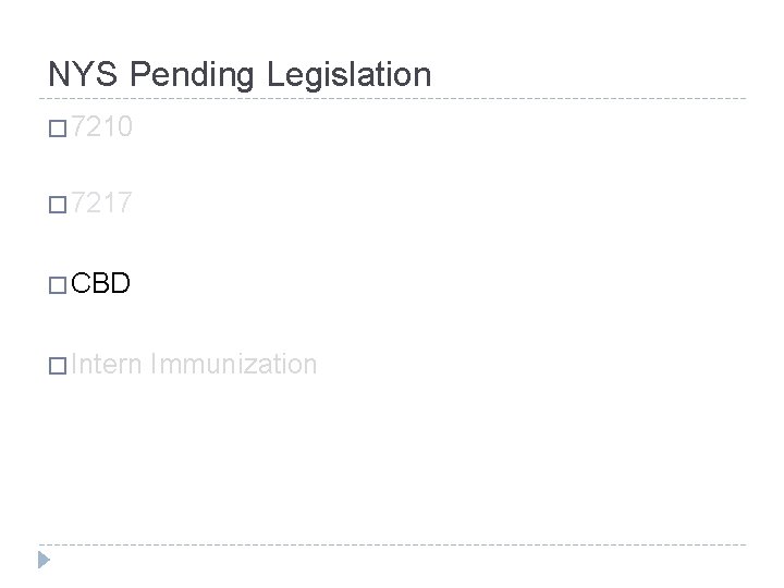 NYS Pending Legislation � 7210 � 7217 � CBD � Intern Immunization 