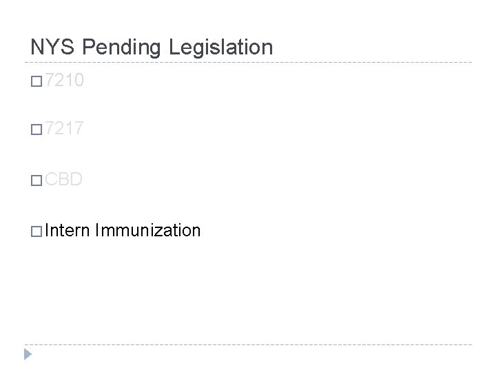 NYS Pending Legislation � 7210 � 7217 � CBD � Intern Immunization 