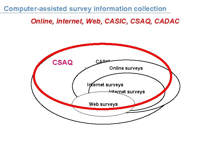 Computer-assisted survey information collection Online, Internet, Web, CASIC, CSAQ, CADAC CSAQ CASIC Online surveys