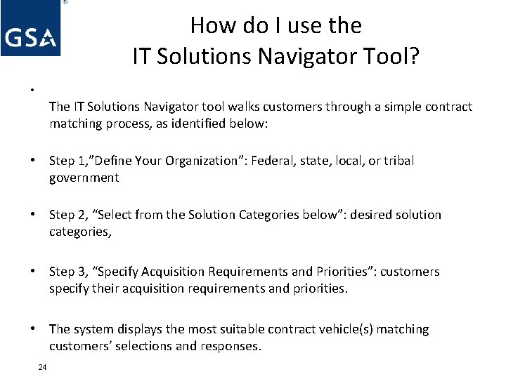 How do I use the IT Solutions Navigator Tool? • The IT Solutions Navigator