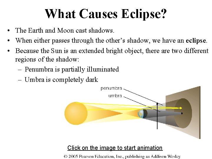What Causes Eclipse? • The Earth and Moon cast shadows. • When either passes