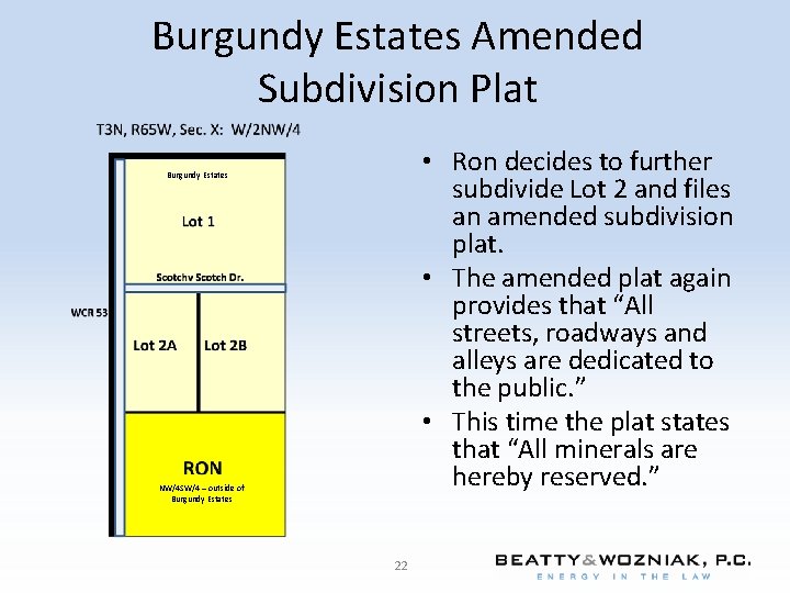 Burgundy Estates Amended Subdivision Plat • Ron decides to further subdivide Lot 2 and