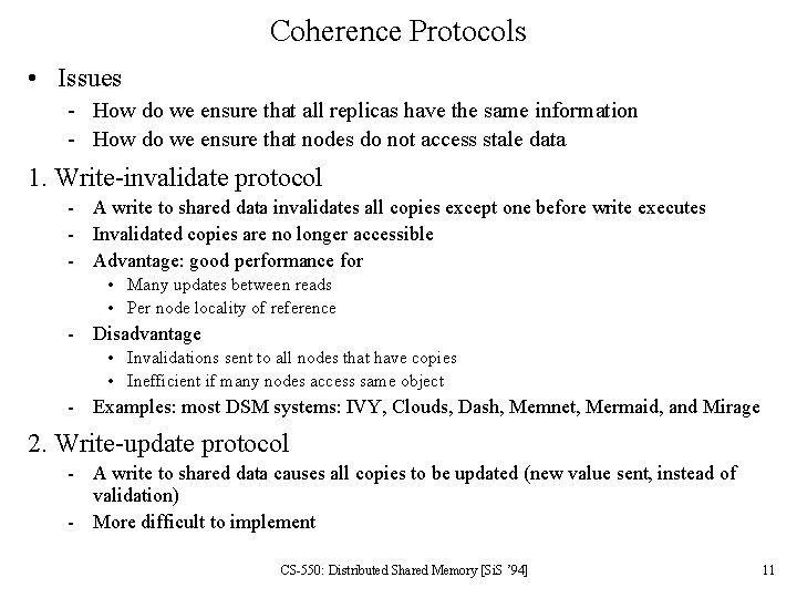 Coherence Protocols • Issues - How do we ensure that all replicas have the