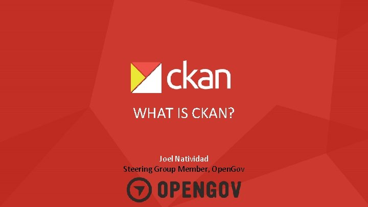WHAT IS CKAN? Joel Natividad Steering Group Member, Open. Gov 