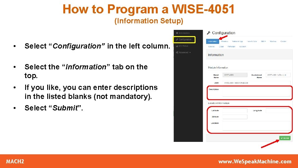 How to Program a WISE-4051 (Information Setup) • Select “Configuration” in the left column.