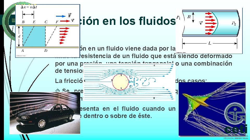 Fricción en los fluidos. La fricción en un fluido viene dada por la viscosidad,