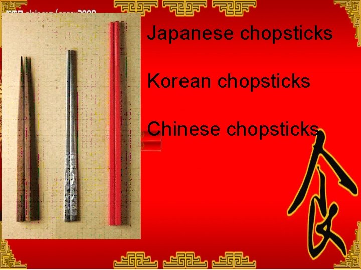 Japanese chopsticks Korean chopsticks Chinese chopsticks 