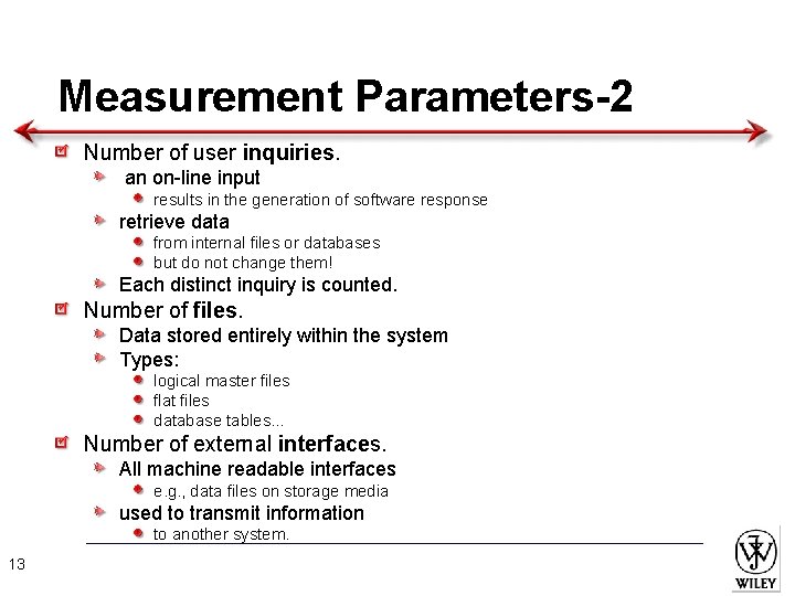 Measurement Parameters-2 Number of user inquiries. an on-line input results in the generation of