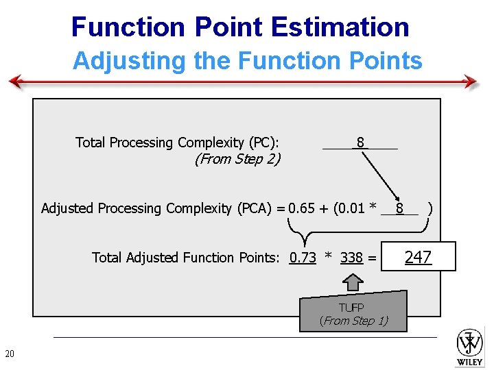 Function Point Estimation Adjusting the Function Points Total Processing Complexity (PC): (From Step 2)