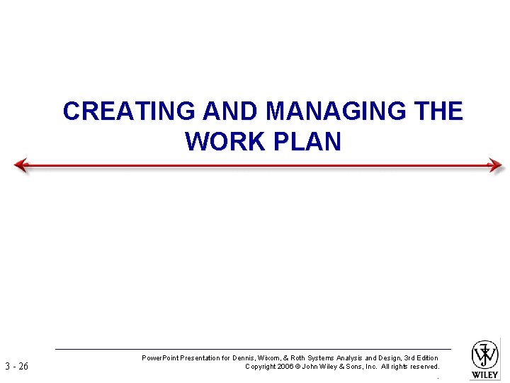 CREATING AND MANAGING THE WORK PLAN 3 - 26 Power. Point Presentation for Dennis,