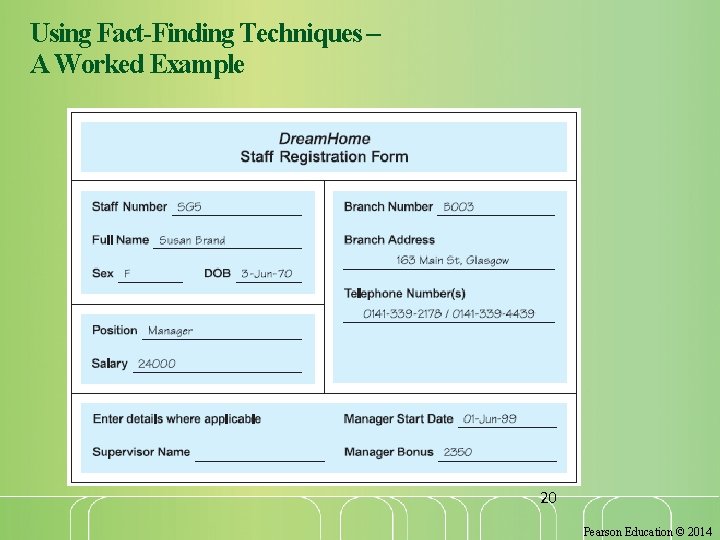 Using Fact-Finding Techniques – A Worked Example 20 Pearson Education © 2014 