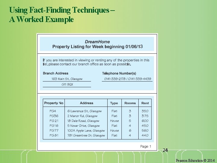Using Fact-Finding Techniques – A Worked Example 24 Pearson Education © 2014 