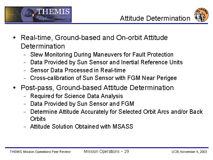 Attitude Determination Real-time, Ground-based and On-orbit Attitude Determination Slew Monitoring During Maneuvers for Fault