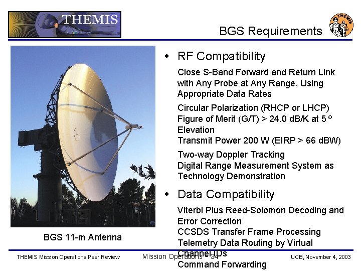 BGS Requirements RF Compatibility Close S-Band Forward and Return Link with Any Probe at