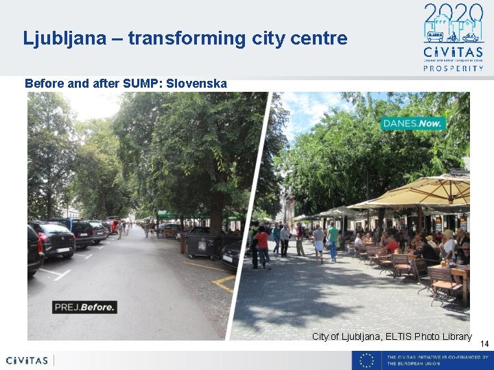 Ljubljana – transforming city centre Before and after SUMP: Slovenska City of Ljubljana, ELTIS