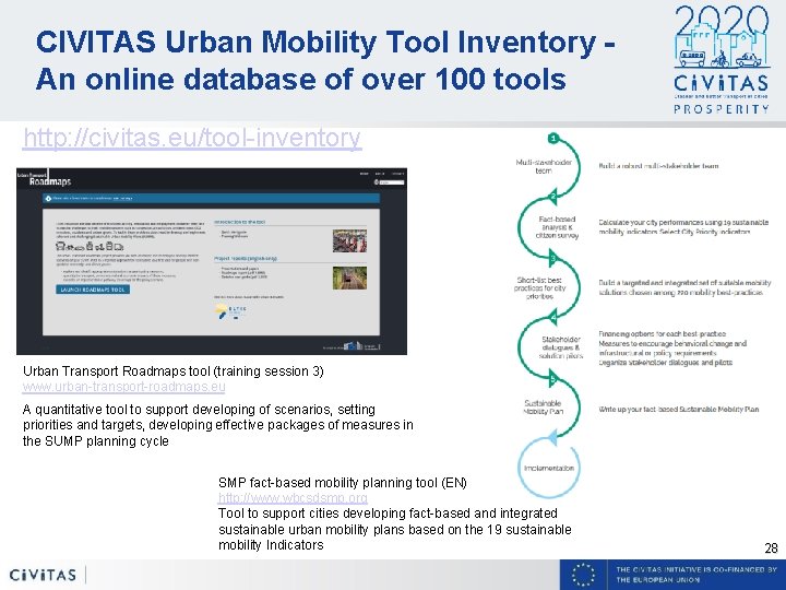 CIVITAS Urban Mobility Tool Inventory An online database of over 100 tools http: //civitas.