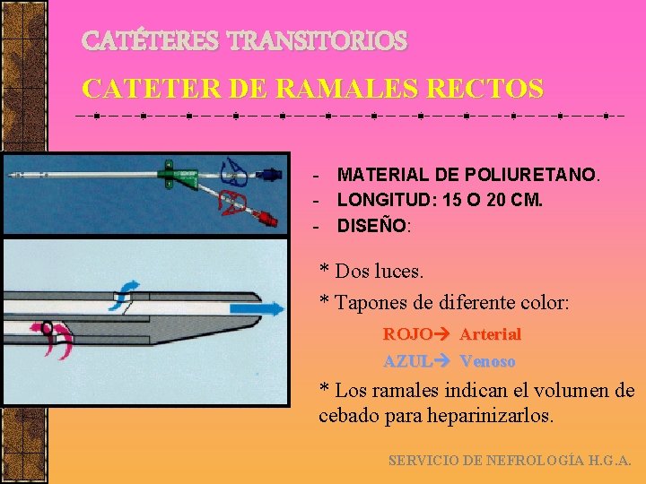 CATÉTERES TRANSITORIOS CATETER DE RAMALES RECTOS - MATERIAL DE POLIURETANO. - LONGITUD: 15 O