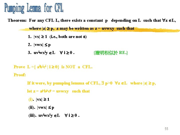 Theorem: For any CFL L, there exists a constant p depending on L such