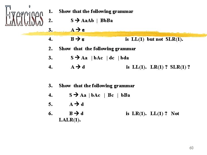 1. Show that the following grammar 2. S Aa. Ab | Bb. Ba 3.