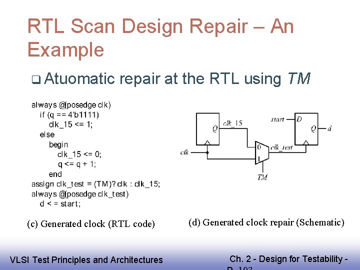 RTL Scan Design Repair – An Example Atuomatic repair at the RTL using TM