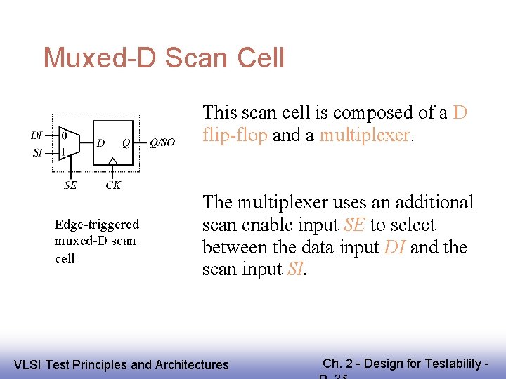 Muxed-D Scan Cell This scan cell is composed of a D flip-flop and a