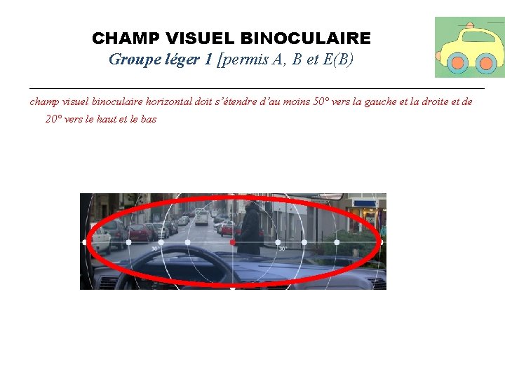 CHAMP VISUEL BINOCULAIRE Groupe léger 1 [permis A, B et E(B) champ visuel binoculaire
