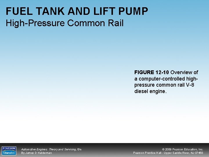 FUEL TANK AND LIFT PUMP High-Pressure Common Rail FIGURE 12 -10 Overview of a
