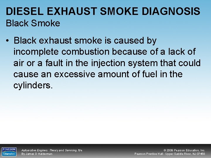DIESEL EXHAUST SMOKE DIAGNOSIS Black Smoke • Black exhaust smoke is caused by incomplete