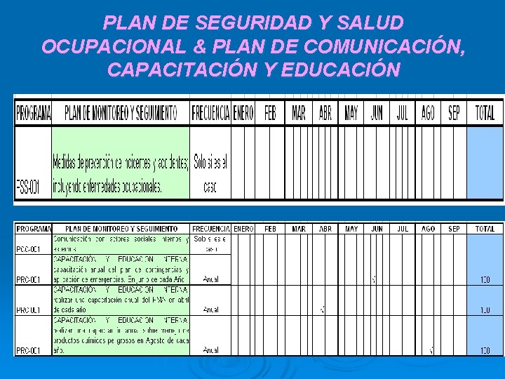 PLAN DE SEGURIDAD Y SALUD OCUPACIONAL & PLAN DE COMUNICACIÓN, CAPACITACIÓN Y EDUCACIÓN 