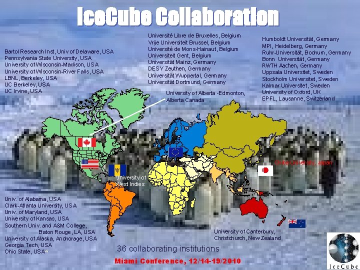 Ice. Cube Collaboration Université Libre de Bruxelles, Belgium Vrije Universiteit Brussel, Belgium Université de