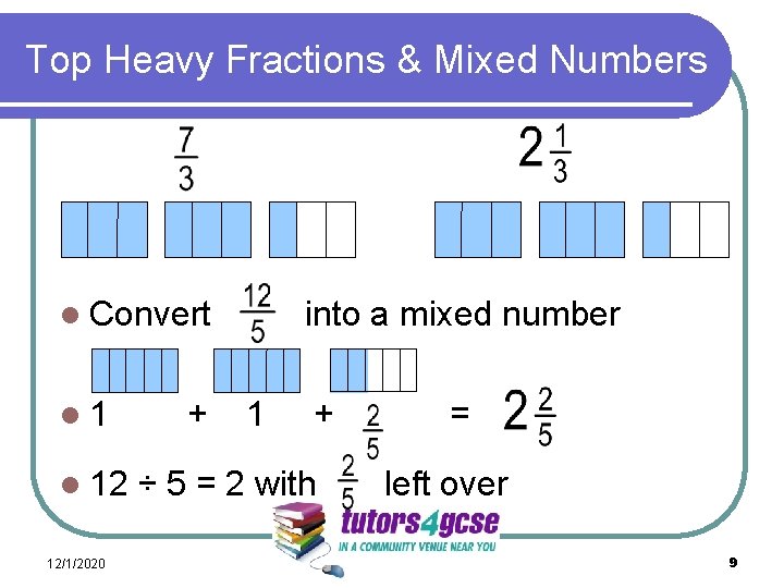 Top Heavy Fractions & Mixed Numbers l Convert l 12 12/1/2020 + into a