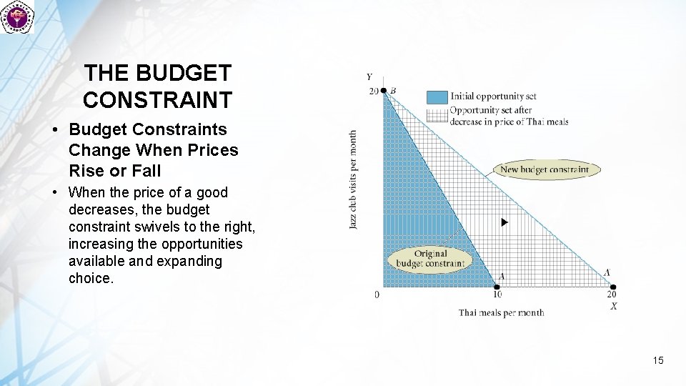 THE BUDGET CONSTRAINT • Budget Constraints Change When Prices Rise or Fall • When