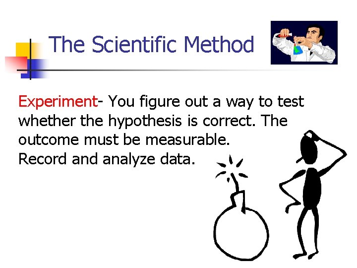 The Scientific Method Experiment- You figure out a way to test whether the hypothesis