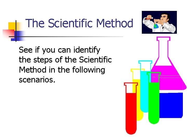 The Scientific Method See if you can identify the steps of the Scientific Method
