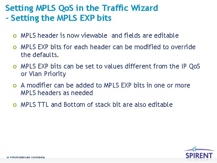 Setting MPLS Qo. S in the Traffic Wizard - Setting the MPLS EXP bits