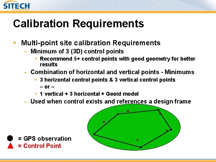 Calibration Requirements § Multi-point site calibration Requirements – Minimum of 3 (3 D) control