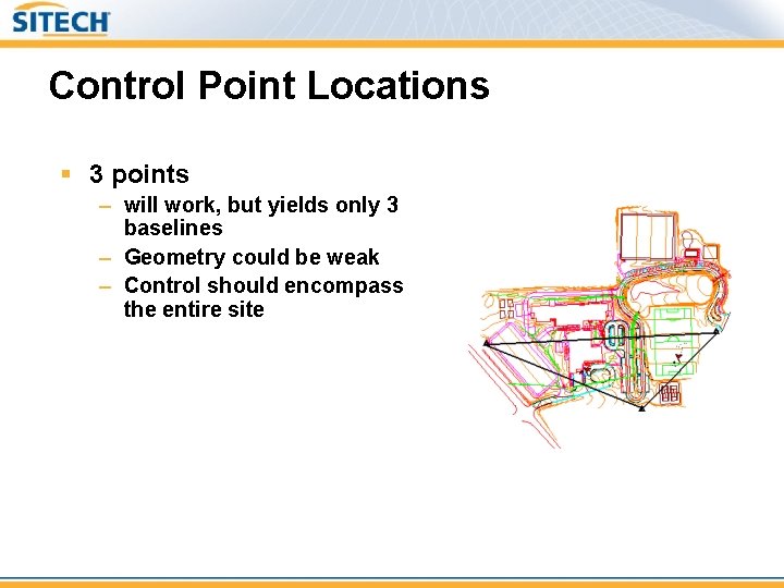 Control Point Locations § 3 points – will work, but yields only 3 baselines