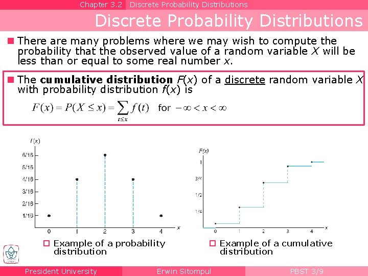 Chapter 3. 2 Discrete Probability Distributions n There are many problems where we may