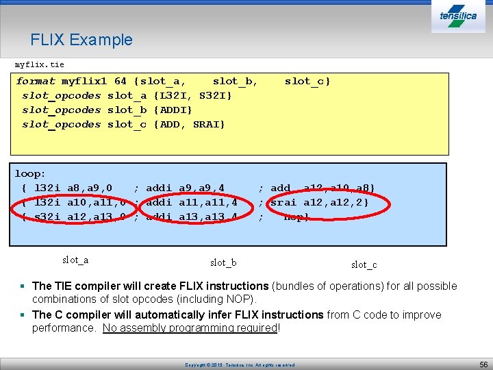 FLIX Example myflix. tie format myflix 1 64 {slot_a, slot_b, slot_opcodes slot_a {L 32