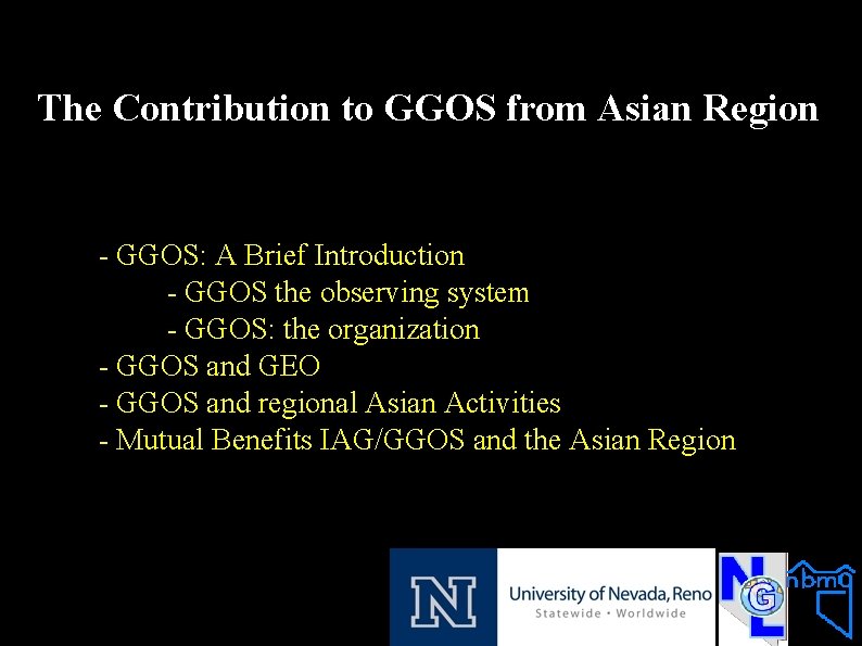 The Contribution to GGOS from Asian Region - GGOS: A Brief Introduction - GGOS