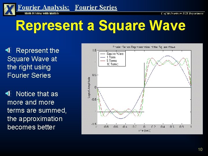 Fourier Analysis: Fourier Series Represent a Square Wave Represent the Square Wave at the Fourier Analysis: Fourier Series Represent a Square Wave Represent the Square Wave at the